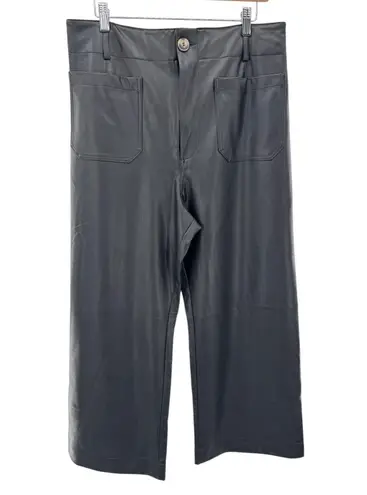 Maeve The Colette Faux Leather Wide Leg Crop Pants Black 32 High Rise Modern