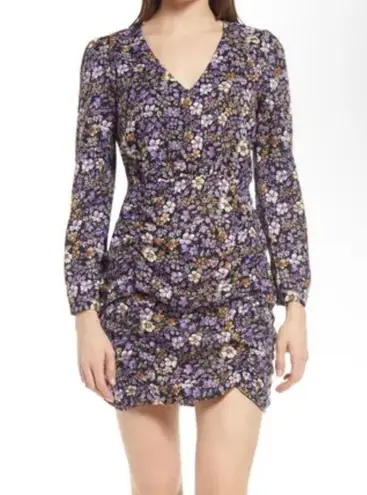 VERO MODA Isa Floral Print Long Sleeve Mini Dress Women’s Size S Ruched NWT
