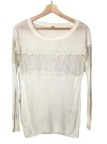 Boutique Snidal Lace Stripe Crew Neck Pullover Sweater S