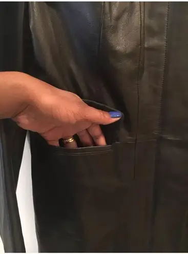 Laundry by Shelli Segal Black Leather Coat 