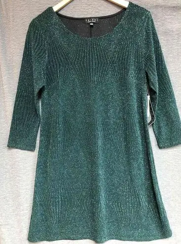 Trixxi  Green Glittery 3/4 Sleeve Wide Neckline A-Line Dress XXL