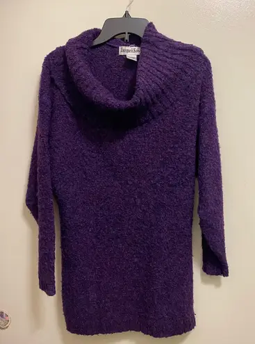 Jacque & Koko Womens Wool Blend Cowl Neck Sweater L 14 16 Plum Purple Thick Knit Size L