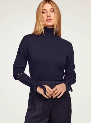 Ramy Brook Walt Turtle Neck Long Lace-Up Sleeve Top in Black, Size S New w/Tag