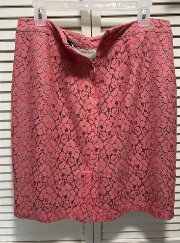 Apt. 9  Coral Pink Lace Pencil Lined Slit Zip Back Skirt Size 14