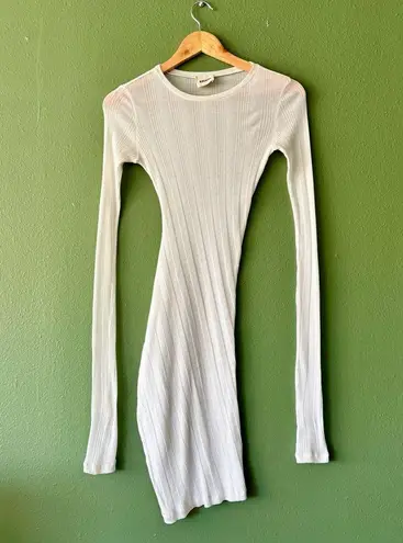 KHAITE Lenora Ribbed Long Sleeve Crew Neck Top Cream Size XS