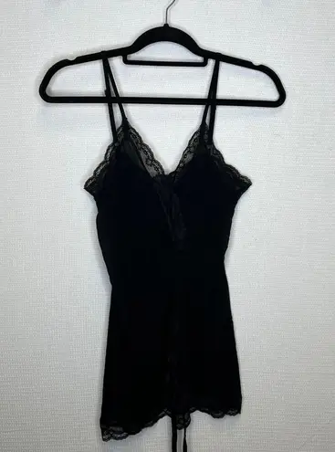 Ideology XS Black Cami Dress Sleeveless Lace Trim Adjustable Straps Silk Blend