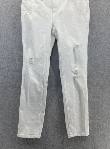 Banana Republic  Women's Boyfriend White Denim Jeans Size 6 Distressed Cotton