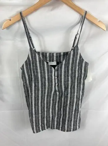 Abound NWT  Striped Sleeveless button top linen blend blouse XXS