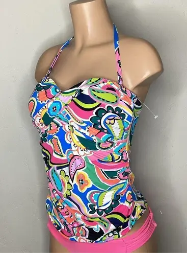 Bleu Rod Beattie New.  twist bandeau tankini top. Size 12. Retails $98