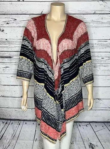 cj banks  NWT 3X 24/26W Red & Navy Blue Stripe Waterfall Drape Sweater Cardigan