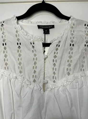 Something Navy Women's Size XXL Long Sleeve Dress White Eyelet Cinch Waist NWT