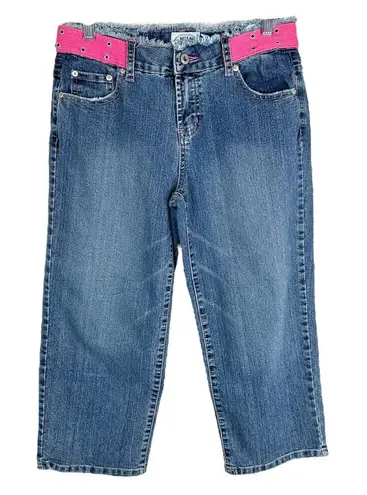 Carolina Blues Size 8 Jeans Capri Cropped Pink Waistband Barbie Raw Waist 1678