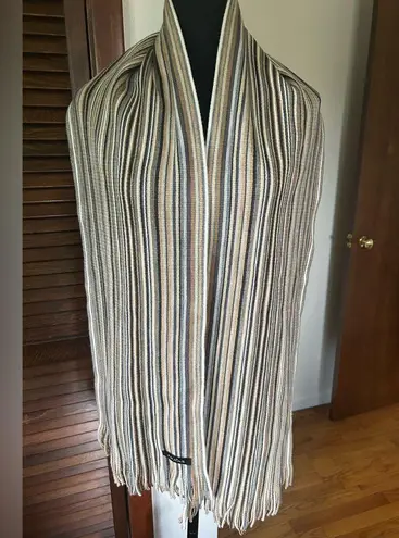 Striped Fringe Scarf Brown