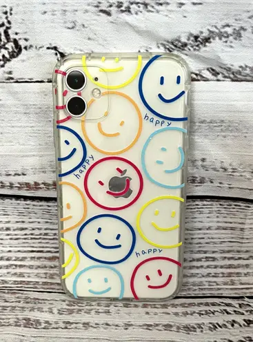 iPhone 11 Case Smiley Face Happy Colorful Clear Phone Case