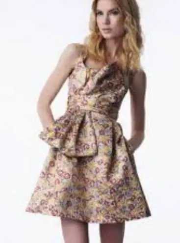 Zac Posen Target Floral Brocade Mini Dress Gold Size 5 Sleeveless Party Cocktail