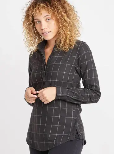 Marine layer  Womens Diana Popover Shirt in Black White Windowpane Sz XS Flannel