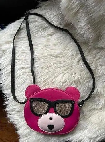 Lily bloom Pink Bear Crossbody Bag with Sunglasses Design