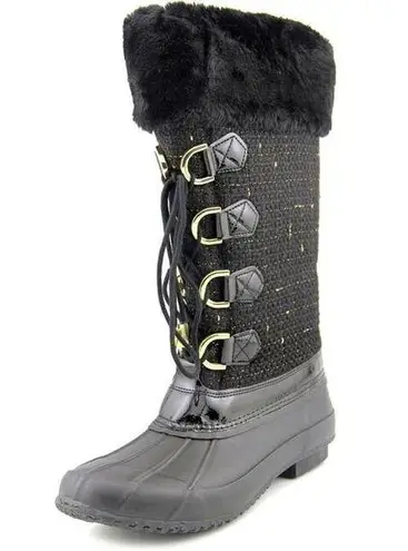 INC International Concepts Black Lorinah Women Round Toe Canvas Winter Boot NWT Size 8