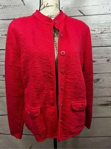 Isaac Mizrahi  Life large coral button down jacket