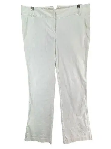 Cynthia Steffe Pants Women 8 White Linen Blend Pinstripe Flare Retro Y2K Coastal