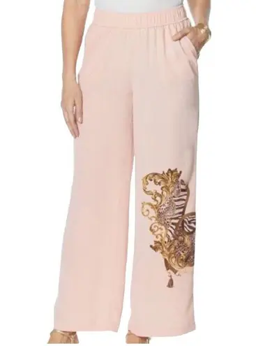 Diane Gilman DG2 Women's Wide-Leg Soft Flowy Casual Trouser Pant Soft Pink Size XS New!