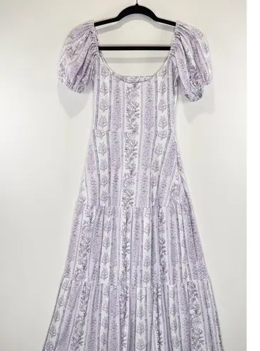Smith & Quinn Womens Dress Purple Maxi Floral Puff Sleeve Tiered A Line Boho XS
