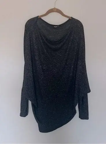 Y2K Black Heather Drapey Sweater Top Size Large Asymmetrical