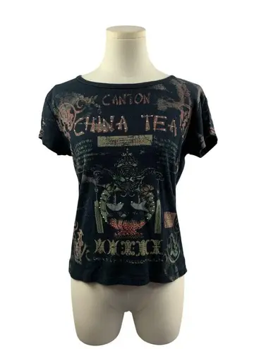 Susan Lawrence Canton China Tea Graphic T-Shirt M 100% Cotton Vintage Style
