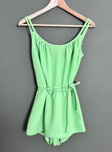 One Piece Vintage green  bathing suit/ play suit tie waist