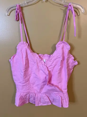 Lost + Wander Revolve Pink Tie Straps Crop Top Size Large NWT