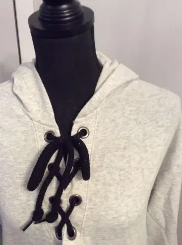 Victoria's Secret PINK Lace Front Hoodie Womens Size Medium M Gray