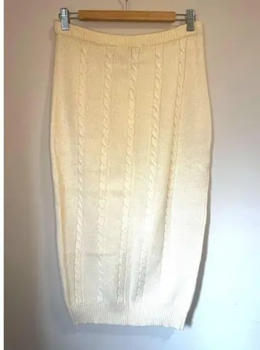 Vintage HENRY GRETHEL Lambswool and Angora Ivory Cable Long Skirt Women's sz. M White Size M