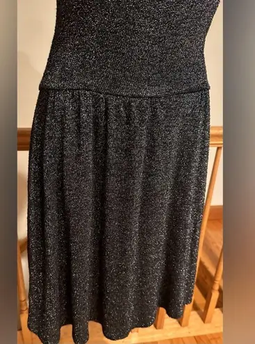 Green Dragon California Black Metallic Silver T Shirt Dress Cut Out Bow Sz S