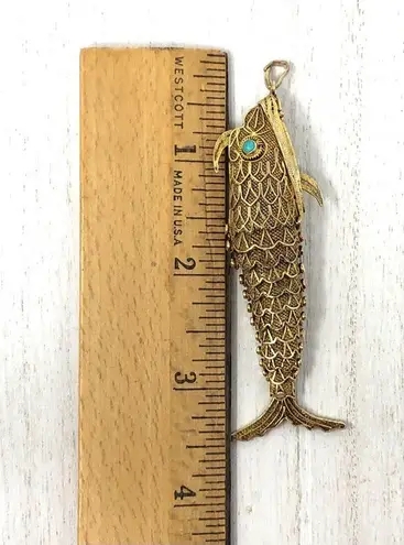 Antique Koi fish pendant, Art Deco 1930s Gold