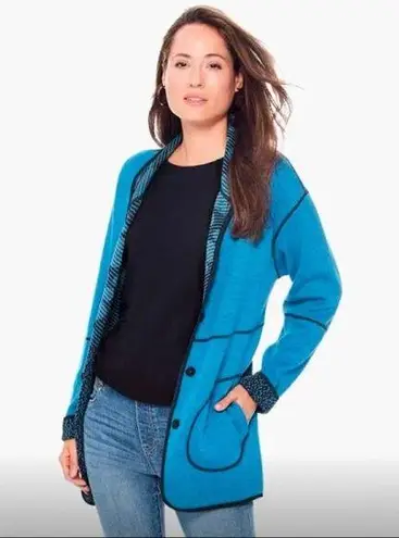 Nic+Zoe NOW AND LATER REVERSIBLE JACKET Blue Pockets Women’s Plus Size 3X $195