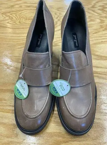 Paul Green Nina Loafers Women's 9.5 Brown Leather Slip On Low Top Block Heel S17