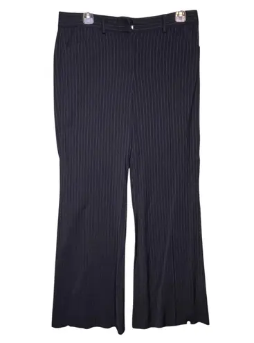 Elie Tahari Pants Womens 8 Black Pinstripe Wide Leg Virgin Wool Blend Dressy