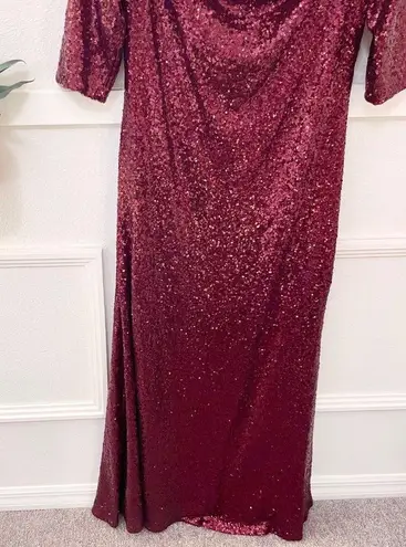 Revelry Off the Shoulder Ember Red Sequin Maxi Dress Gown Size 18