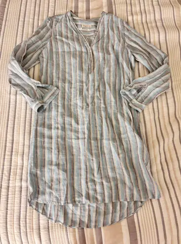 Faherty Striped Button Tunic Dress