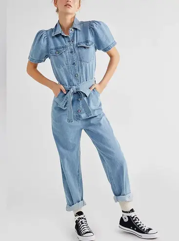 Anthropologie X Boyish The Vincent Coverall Jumpsuit Denim Tie Waist NWT Small Blue