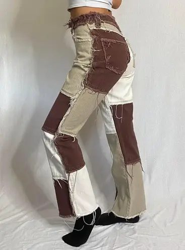 Jaded London Brown Patchwork Jeans