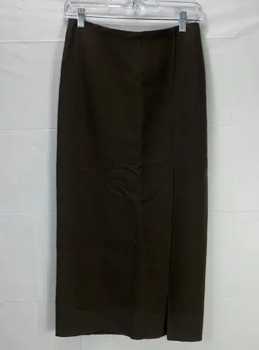 Donna Karan  100 Wool Deep Olive Green Midi Pencil Skirt with Slit Size 6