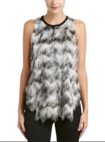 SACHIN & BABI EYELASH FRINGE SLEEVELESS TOP M Black Size M