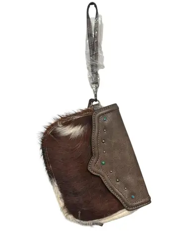 Tony Lama NWT! Western Brindle Brown Cowhide Hair Wristlet Purse