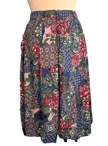 Vintage Carol Anderson Collection Patchwork Floral Midi Skirt Custom Trim Red Size undefined