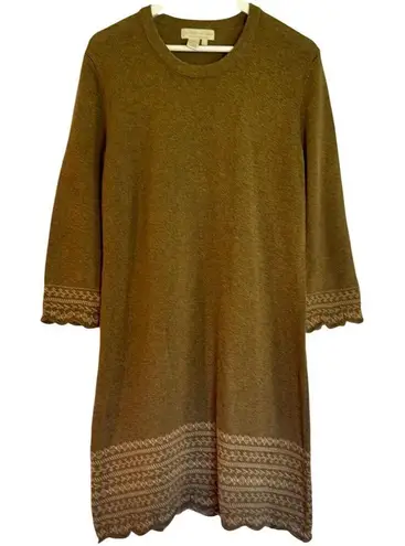The Territory Ahead Cotton Wool green knit scallop trim dress Xl