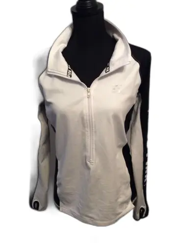 Victoria's Secret PINK Full Zip Large L Thumb Hole Athletic Jacket Black White