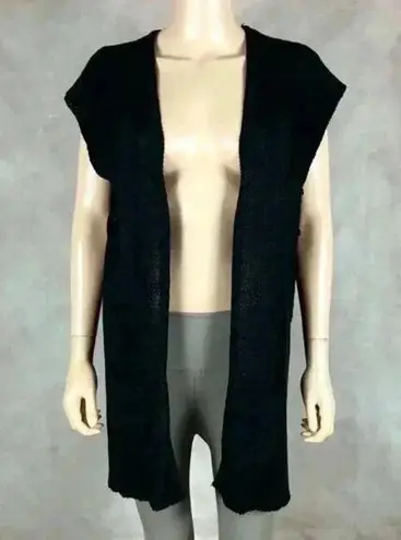 Vintage WD.NY Tapeyarn Black Cardigan Vest Size SMALL