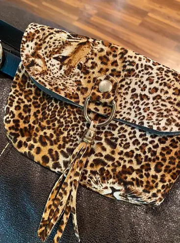 Leopard/cheetah belt with attached purse