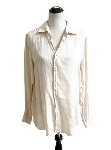Club Room Luxury 100% Linen Button Down Long Sleeve Light Beige Coastal Boho Size M